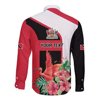 Trinidad and Tobago Personalized Long Sleeve Button Shirt Scarlet Ibis Tropical - Wonder Print Shop