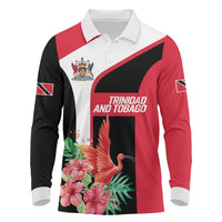 Trinidad and Tobago Personalized Long Sleeve Polo Shirt Scarlet Ibis Tropical - Wonder Print Shop