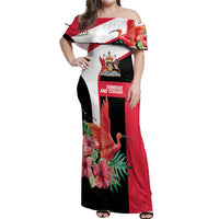 Trinidad and Tobago Personalized Off Shoulder Maxi Dress Scarlet Ibis Tropical - Wonder Print Shop