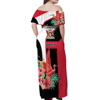Trinidad and Tobago Personalized Off Shoulder Maxi Dress Scarlet Ibis Tropical - Wonder Print Shop