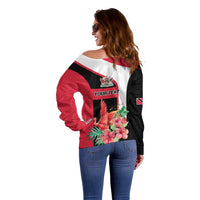 Trinidad and Tobago Personalized Off Shoulder Sweater Scarlet Ibis Tropical - Wonder Print Shop