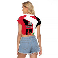 Trinidad and Tobago Personalized Raglan Cropped T Shirt Scarlet Ibis Tropical - Wonder Print Shop