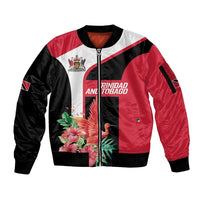 Trinidad and Tobago Personalized Sleeve Zip Bomber Jacket Scarlet Ibis Tropical - Wonder Print Shop