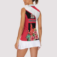 Trinidad and Tobago Personalized Women Sleeveless Polo Shirt Scarlet Ibis Tropical - Wonder Print Shop