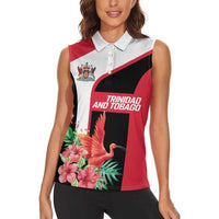 Trinidad and Tobago Personalized Women Sleeveless Polo Shirt Scarlet Ibis Tropical - Wonder Print Shop