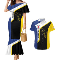 Caribbean Bonaire Personalized Couples Matching Mermaid Dress and Hawaiian Shirt Simple Flag Style - Wonder Print Shop