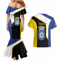 Caribbean Bonaire Personalized Couples Matching Mermaid Dress and Hawaiian Shirt Simple Flag Style - Wonder Print Shop