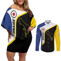 Caribbean Bonaire Personalized Couples Matching Off Shoulder Short Dress and Long Sleeve Button Shirt Simple Flag Style - Wonder Print Shop