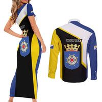 Caribbean Bonaire Personalized Couples Matching Short Sleeve Bodycon Dress and Long Sleeve Button Shirt Simple Flag Style - Wonder Print Shop