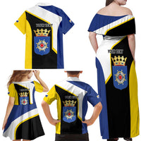 Caribbean Bonaire Personalized Family Matching Off Shoulder Maxi Dress and Hawaiian Shirt Simple Flag Style - Wonder Print Shop