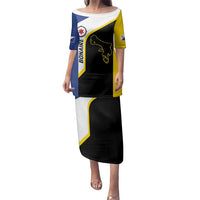 Caribbean Bonaire Personalized Family Matching Puletasi and Hawaiian Shirt Simple Flag Style - Wonder Print Shop