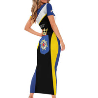 Caribbean Bonaire Personalized Family Matching Short Sleeve Bodycon Dress and Hawaiian Shirt Simple Flag Style - Wonder Print Shop