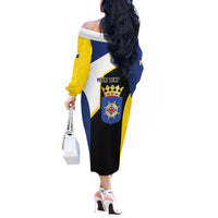 Caribbean Bonaire Personalized Off The Shoulder Long Sleeve Dress Simple Flag Style - Wonder Print Shop