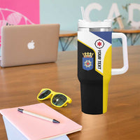 Caribbean Bonaire Personalized Tumbler With Handle Simple Flag Style - Wonder Print Shop