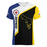 Caribbean Bonaire Personalized Women V-Neck T-Shirt Simple Flag Style - Wonder Print Shop