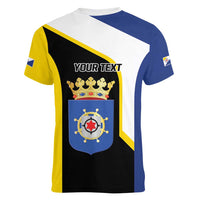 Caribbean Bonaire Personalized Women V-Neck T-Shirt Simple Flag Style - Wonder Print Shop