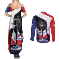 Caribbean Saba Personalized Couples Matching Summer Maxi Dress and Long Sleeve Button Shirt Remis Velisque Sail the Seas - Wonder Print Shop