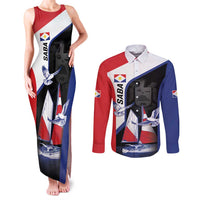 Caribbean Saba Personalized Couples Matching Tank Maxi Dress and Long Sleeve Button Shirt Remis Velisque Sail the Seas - Wonder Print Shop