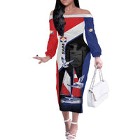 Caribbean Saba Personalized Off The Shoulder Long Sleeve Dress Remis Velisque Sail the Seas - Wonder Print Shop