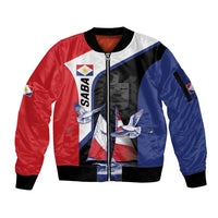 Caribbean Saba Personalized Sleeve Zip Bomber Jacket Remis Velisque Sail the Seas - Wonder Print Shop