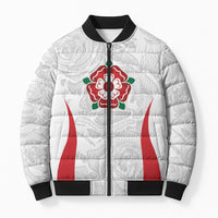 England Rugby National Heritage Custom Bomber Puffer Jacket Tudor Rose Inspired Edition
