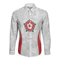 England Rugby National Heritage Custom Long Sleeve Button Shirt Tudor Rose Inspired Edition