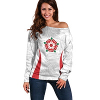 England Rugby National Heritage Custom Off Shoulder Sweater Tudor Rose Inspired Edition