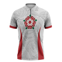 England Rugby National Heritage Custom Zipper Polo Shirt Tudor Rose Inspired Edition