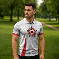 England Rugby National Heritage Custom Zipper Polo Shirt Tudor Rose Inspired Edition