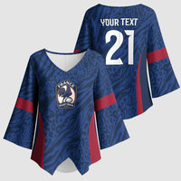 France Rugby National Heritage Custom Kimono Sleeve Blouse Fleur De Lis Inspired Edition