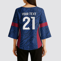 France Rugby National Heritage Custom Kimono Sleeve Blouse Fleur De Lis Inspired Edition