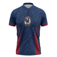 France Rugby National Heritage Custom Zipper Polo Shirt Fleur De Lis Inspired Edition