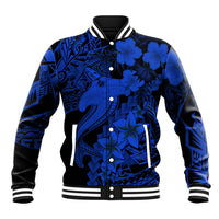Aloha Hawaii Baseball Jacket Hammerhead Shark Tattoo Polynesian Summer - Blue LT9 - Wonder Print Shop