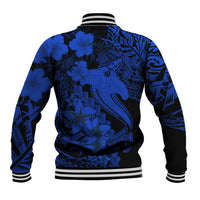 Aloha Hawaii Baseball Jacket Hammerhead Shark Tattoo Polynesian Summer - Blue LT9 - Wonder Print Shop