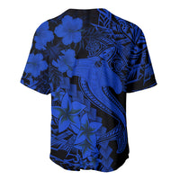 Aloha Hawaii Baseball Jersey Hammerhead Shark Tattoo Polynesian Summer - Blue LT9 - Wonder Print Shop