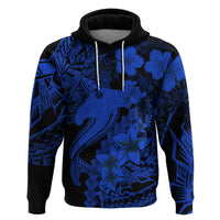 Aloha Hawaii Hoodie Hammerhead Shark Tattoo Polynesian Summer - Blue - Wonder Print Shop