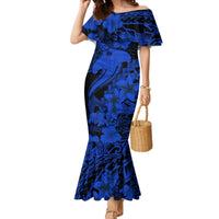 Aloha Hawaii Mermaid Dress Hammerhead Shark Tattoo Polynesian Summer - Blue - Wonder Print Shop