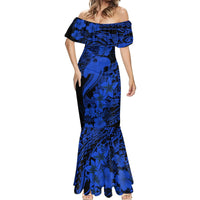 Aloha Hawaii Mermaid Dress Hammerhead Shark Tattoo Polynesian Summer - Blue - Wonder Print Shop