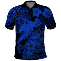 Aloha Hawaii Polo Shirt Hammerhead Shark Tattoo Polynesian Summer - Blue - Wonder Print Shop