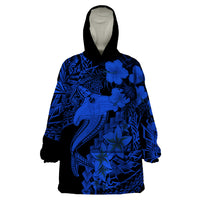 Aloha Hawaii Wearable Blanket Hoodie Hammerhead Shark Tattoo Polynesian Summer - Blue - Wonder Print Shop
