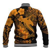 Aloha Hawaii Baseball Jacket Hammerhead Shark Tattoo Polynesian Summer - Gold LT9 - Wonder Print Shop