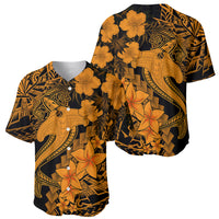Aloha Hawaii Baseball Jersey Hammerhead Shark Tattoo Polynesian Summer - Gold LT9 - Wonder Print Shop