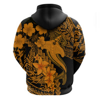 Aloha Hawaii Hoodie Hammerhead Shark Tattoo Polynesian Summer - Gold - Wonder Print Shop