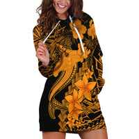 Aloha Hawaii Hoodie Dress Hammerhead Shark Tattoo Polynesian Summer - Gold - Wonder Print Shop