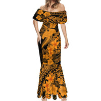 Aloha Hawaii Mermaid Dress Hammerhead Shark Tattoo Polynesian Summer - Gold - Wonder Print Shop