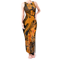 Aloha Hawaii Tank Maxi Dress Hammerhead Shark Tattoo Polynesian Summer - Gold - Wonder Print Shop