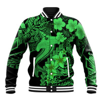 Aloha Hawaii Baseball Jacket Hammerhead Shark Tattoo Polynesian Summer - Green LT9 - Wonder Print Shop