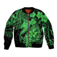 Aloha Hawaii Bomber Jacket Hammerhead Shark Tattoo Polynesian Summer - Green LT9 - Wonder Print Shop