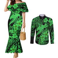 aloha-hawaii-couples-matching-mermaid-dress-and-long-sleeve-button-shirts-hammerhead-shark-tattoo-polynesian-summer-green