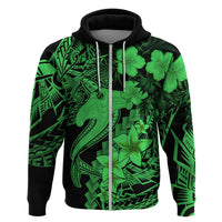 Aloha Hawaii Hoodie Hammerhead Shark Tattoo Polynesian Summer - Green - Wonder Print Shop